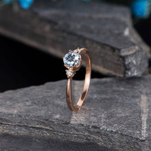 Load image into Gallery viewer, 14Kt Rose gold designer Solitaire Aquamarine, Natural diamond ring by diamtrendz