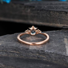 Load image into Gallery viewer, 14Kt Rose gold designer Solitaire Aquamarine, Natural diamond ring by diamtrendz