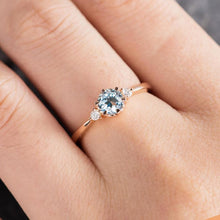 Load image into Gallery viewer, 14Kt Rose gold designer Solitaire Aquamarine, Natural diamond ring by diamtrendz