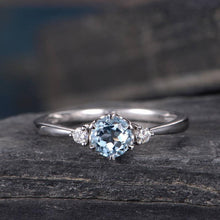 Load image into Gallery viewer, 14Kt White gold designer Solitaire Aquamarine, Natural diamond ring by diamtrendz
