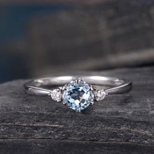 Load image into Gallery viewer, 14Kt White gold designer Solitaire Aquamarine, Natural diamond ring by diamtrendz