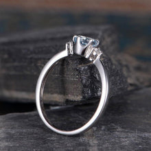 Load image into Gallery viewer, 14Kt White gold designer Solitaire Aquamarine, Natural diamond ring by diamtrendz