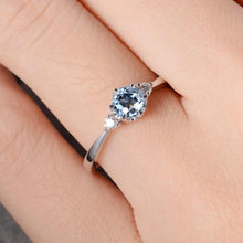 Load image into Gallery viewer, 14Kt White gold designer Solitaire Aquamarine, Natural diamond ring by diamtrendz