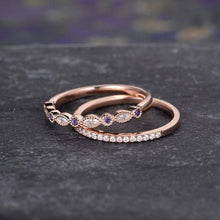 Load image into Gallery viewer, 14Kt Rose gold designer Amethyst diamond ring by diamtrendz