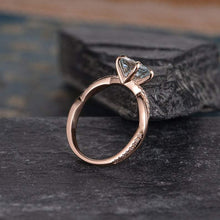 Load image into Gallery viewer, 14Kt Rose gold designer Solitaire Round Shape Aquamarine, Half Eternity Infinity Natural diamond Band ring by diamtrendz