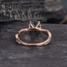 Load image into Gallery viewer, 14Kt Rose gold designer Solitaire Round Shape Aquamarine, Half Eternity Infinity Natural diamond Band ring by diamtrendz