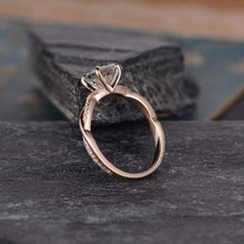 Load image into Gallery viewer, 14Kt Rose gold designer Solitaire Round Shape Aquamarine, Half Eternity Infinity Natural diamond Band ring by diamtrendz