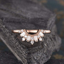 Load image into Gallery viewer, 14Kt Rose gold designer Cluster Chevron V Shaped Curved Baguette Cut Natural diamond Band ring by diamtrendz