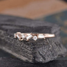 Load image into Gallery viewer, 14Kt Rose gold designer Half Eternity Baguette Cut Natural diamond Band ring by diamtrendz