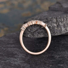 Load image into Gallery viewer, 14Kt Rose gold designer Half Eternity Baguette Cut Natural diamond Band ring by diamtrendz