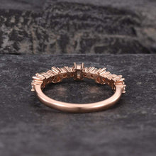 Load image into Gallery viewer, 14Kt Rose gold designer Baguette Cut Peart Cut Half Eternity Natural diamond ring by diamtrendz