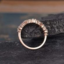 Load image into Gallery viewer, 14Kt Rose gold designer Baguette Cut Peart Cut Half Eternity Natural diamond ring by diamtrendz