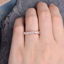 Load image into Gallery viewer, 14Kt Rose gold designer Baguette Cut Peart Cut Half Eternity Natural diamond ring by diamtrendz
