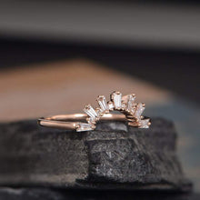 Load image into Gallery viewer, 14Kt Rose gold designer Baguette Cut Chevron V Shaped Curved Natural diamond ring by diamtrendz