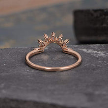 Load image into Gallery viewer, 14Kt Rose gold designer Baguette Cut Chevron V Shaped Curved Natural diamond ring by diamtrendz