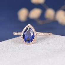 Load image into Gallery viewer, 14Kt Rose gold designer Sapphire diamond ring by diamtrendz