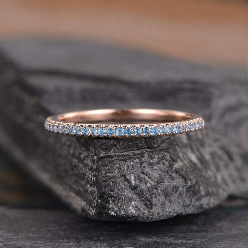 14Kt Rose gold designer Blue Topaz Half Eternity ring by diamtrendz