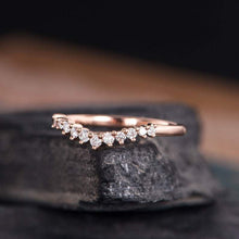 Load image into Gallery viewer, 14Kt Rose gold designer Chevron V Shaped Curved diamond ring by diamtrendz