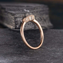 Load image into Gallery viewer, 14Kt Rose gold designer Chevron V Shaped Curved Natural diamond Band ring by diamtrendz