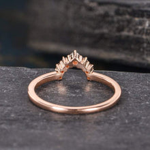 Load image into Gallery viewer, 14Kt Rose gold designer Chevron V Shaped Curved Natural diamond Band ring by diamtrendz