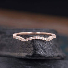 Load image into Gallery viewer, 14Kt Rose gold designer Chevron V Shaped Curved Half Eternity Natural diamond Band ring by diamtrendz