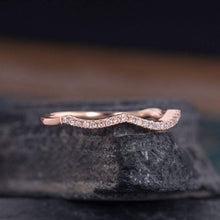 Load image into Gallery viewer, 14Kt Rose gold designer Chevron V Shaped Curved Half Eternity Natural diamond Band ring by diamtrendz