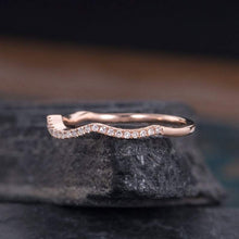 Load image into Gallery viewer, 14Kt Rose gold designer Chevron V Shaped Curved Half Eternity Natural diamond Band ring by diamtrendz