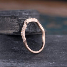 Load image into Gallery viewer, 14Kt Rose gold designer Chevron V Shaped Curved Half Eternity Natural diamond Band ring by diamtrendz