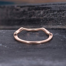 Load image into Gallery viewer, 14Kt Rose gold designer Chevron V Shaped Curved Half Eternity Natural diamond Band ring by diamtrendz