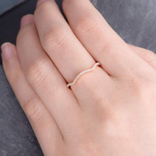 Load image into Gallery viewer, 14Kt Rose gold designer Chevron V Shaped Curved Half Eternity Natural diamond Band ring by diamtrendz