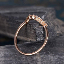Load image into Gallery viewer, 14Kt Rose gold designer Chevron V Shaped Curved Natural diamond Band ring by diamtrendz
