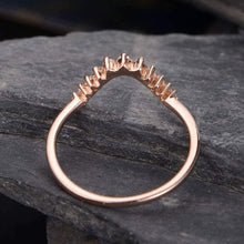 Load image into Gallery viewer, 14Kt Rose gold designer Chevron V Shaped Curved Natural diamond Band ring by diamtrendz