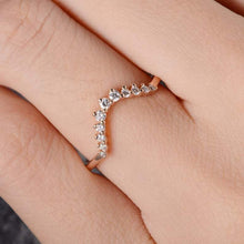 Load image into Gallery viewer, 14Kt Rose gold designer Chevron V Shaped Curved Natural diamond Band ring by diamtrendz