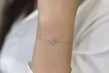 Load image into Gallery viewer, 14Kt Rose Gold Chain 4 Stone Cluster Natural Diamond Charm Bracelet