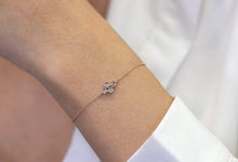 Load image into Gallery viewer, 14Kt Rose Gold Chain 4 Stone Cluster Natural Diamond Charm Bracelet