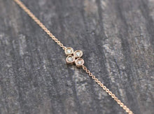 Load image into Gallery viewer, 14Kt Gold Prong Setting 4 Stone Cluster Natural Diamond Charm Bracelet