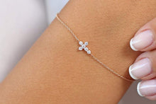 Load image into Gallery viewer, 14Kt Rose Gold Cross Natural Diamond Charm Bracelet