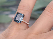 Load image into Gallery viewer, 14Kt Rose Gold Designer Blue Topaz Emerald Shape Diamond Ring by Diamtrendz