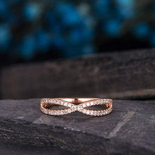 Load image into Gallery viewer, 14Kt Rose gold designer Half Eternity Infinity Natural diamond ring by diamtrendz