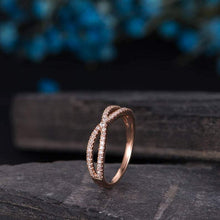 Load image into Gallery viewer, 14Kt Rose gold designer Half Eternity Infinity Natural diamond ring by diamtrendz