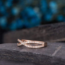 Load image into Gallery viewer, 14Kt Rose gold designer Half Eternity Infinity Natural diamond ring by diamtrendz