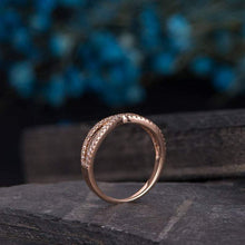 Load image into Gallery viewer, 14Kt Rose gold designer Half Eternity Infinity Natural diamond ring by diamtrendz