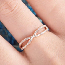Load image into Gallery viewer, 14Kt Rose gold designer Half Eternity Infinity Natural diamond ring by diamtrendz