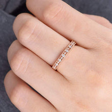 Load image into Gallery viewer, 14Kt Rose gold designer Half Eternity Natural diamond Band ring by diamtrendz