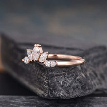 Load image into Gallery viewer, 14Kt Rose gold designer Chevron V Shaped Curved Marquise Cut Natural diamond Band ring by diamtrendz