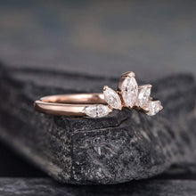 Load image into Gallery viewer, 14Kt Rose gold designer Chevron V Shaped Curved Marquise Cut Natural diamond Band ring by diamtrendz