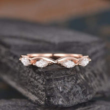 Load image into Gallery viewer, 14Kt Rose gold designer Half Eternity Infinity Marquise Cut Natural diamond Band ring by diamtrendz