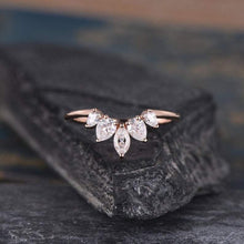 Load image into Gallery viewer, 14Kt Rose gold designer Chevron V Shaped Curved Pear & Marquise Cut Natural diamond Band ring by diamtrendz