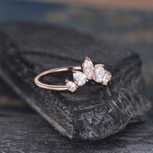Load image into Gallery viewer, 14Kt Rose gold designer Chevron V Shaped Curved Pear & Marquise Cut Natural diamond Band ring by diamtrendz