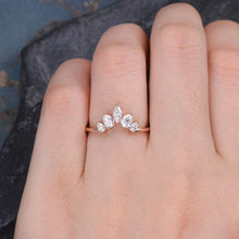 Load image into Gallery viewer, 14Kt Rose gold designer Chevron V Shaped Curved Pear & Marquise Cut Natural diamond Band ring by diamtrendz